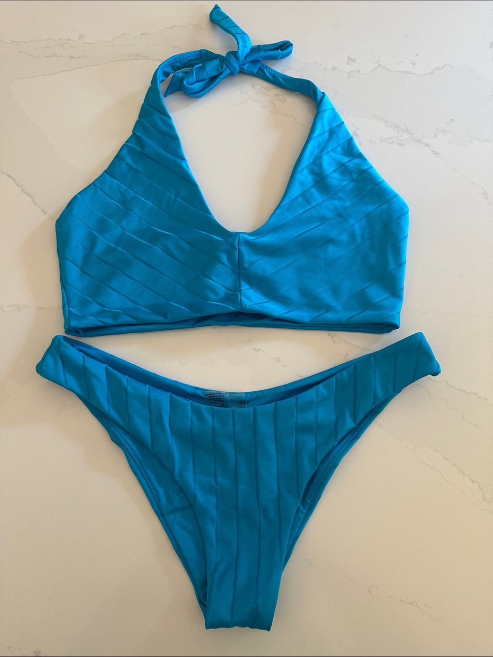 Beach Bunny Blue Halter Bikini Set - Womens Swim